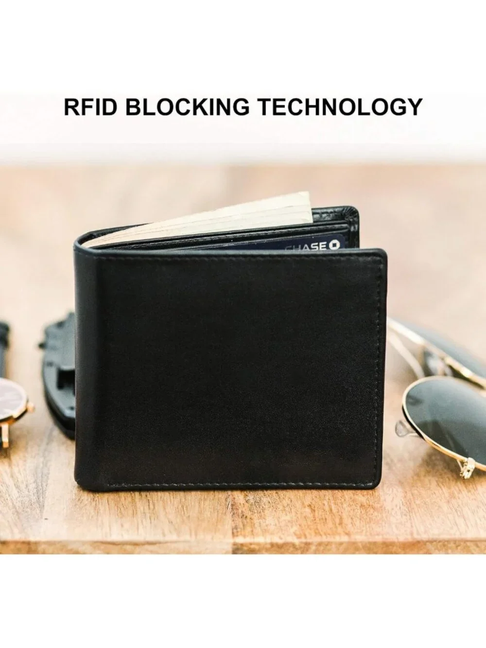 RFID Blocking Leather Bifold Wallet for Men | Slim Design, 8 Card Slots, 2 ID